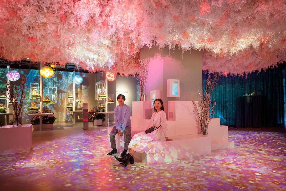 圖6：3月中旬在有樂町丸井百貨開幕的體驗型藝術展「naked Flowers For You」，以花為主題，透過最新科技可以享受個人化體驗。（照片來源：naked Flowers For You Ⓒnaked Inc.）