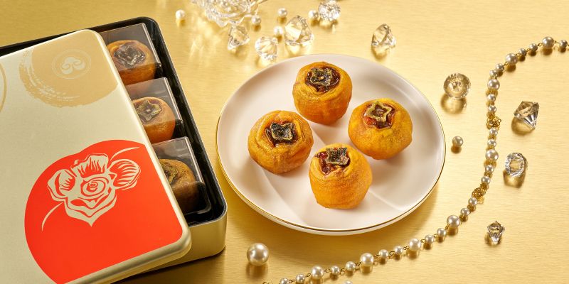 喜柿禮盒 喜柿月餅 精選苗栗紅柿,內藏紅豆麻糬q彈扎實