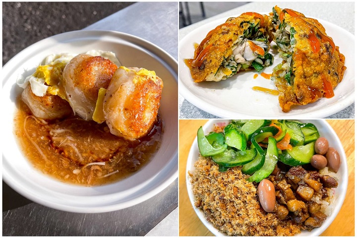 臺南新入選必比登推介店家：阿文米粿、七股養蚵園家（右上）、好農家米糕。