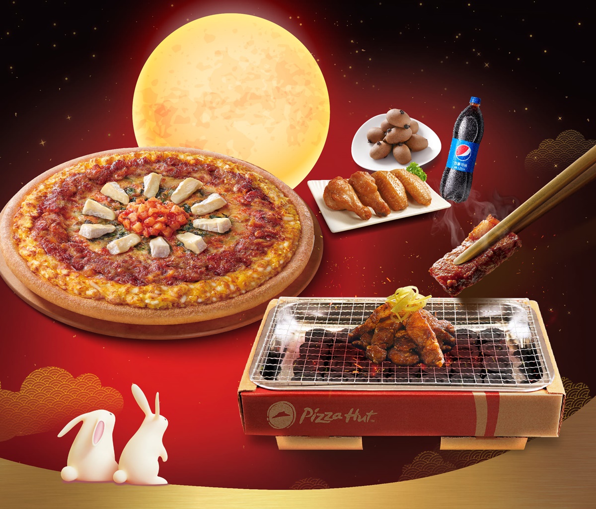 圖七：必勝客創意又出招，派出「必勝懶人烤爐」風靡登場！ 桌上型烤爐操作簡單，讓中秋吃的超澎派！造型精巧可愛，給你輕鬆又好拍的歡樂氣氛！