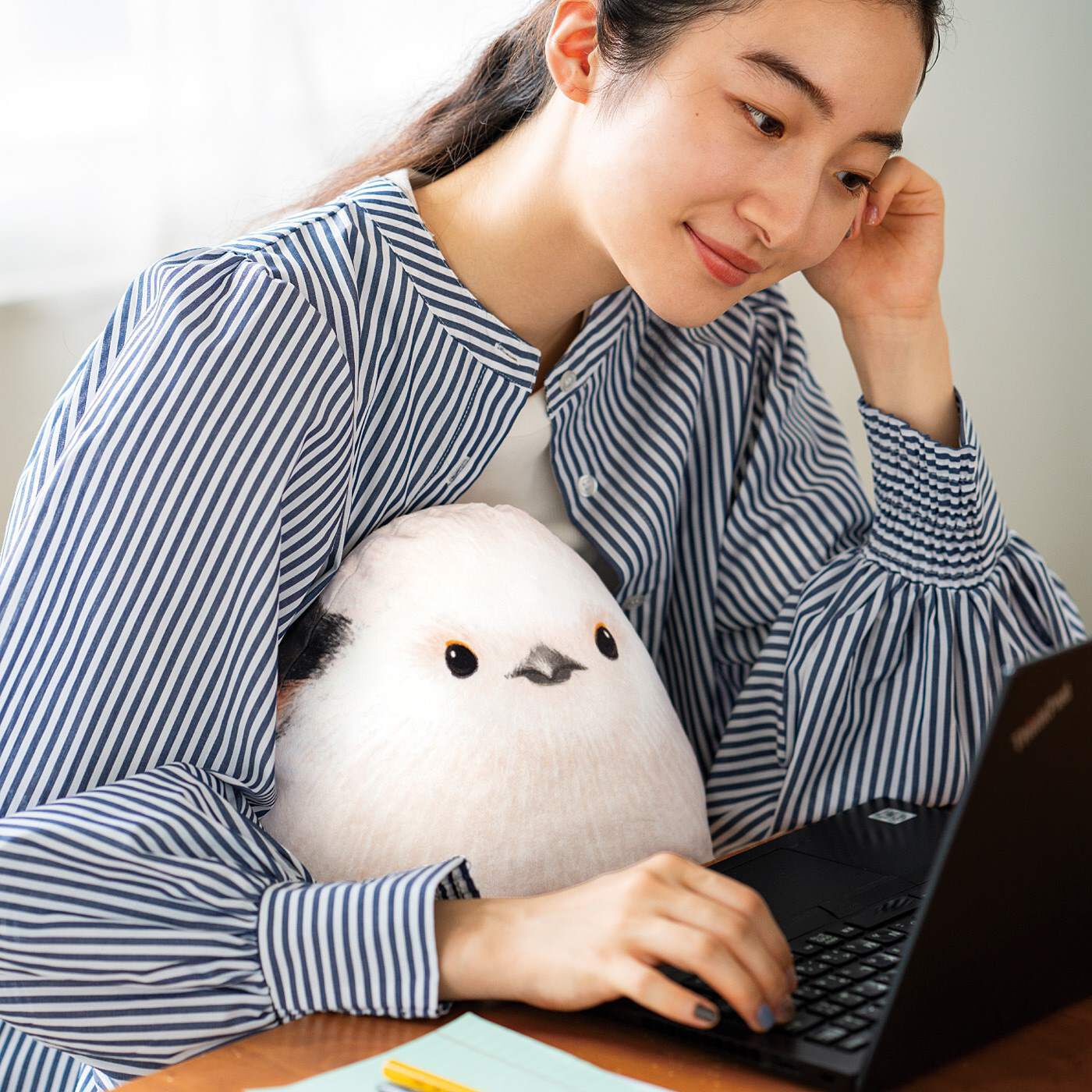 【felissimo】17. You＋more! 銀喉長尾山雀彈性抱枕 情境圖