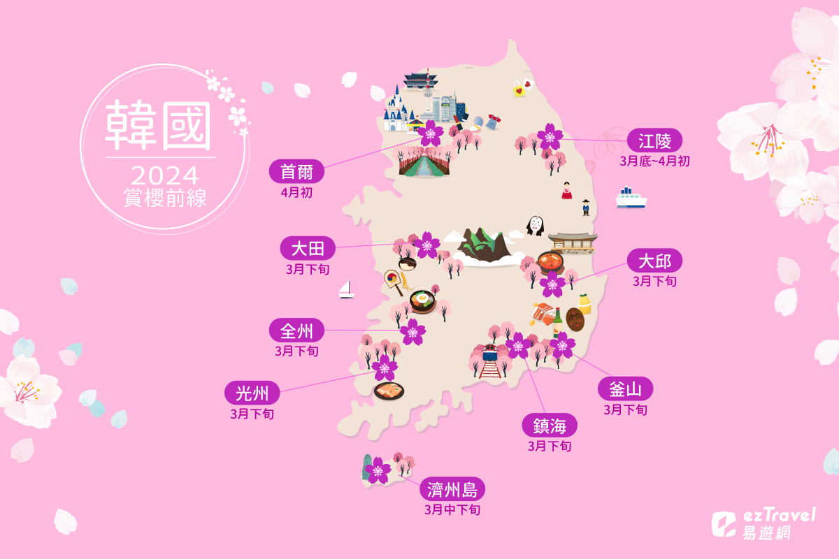 12【易遊網】2024韓國賞櫻景點花期預測