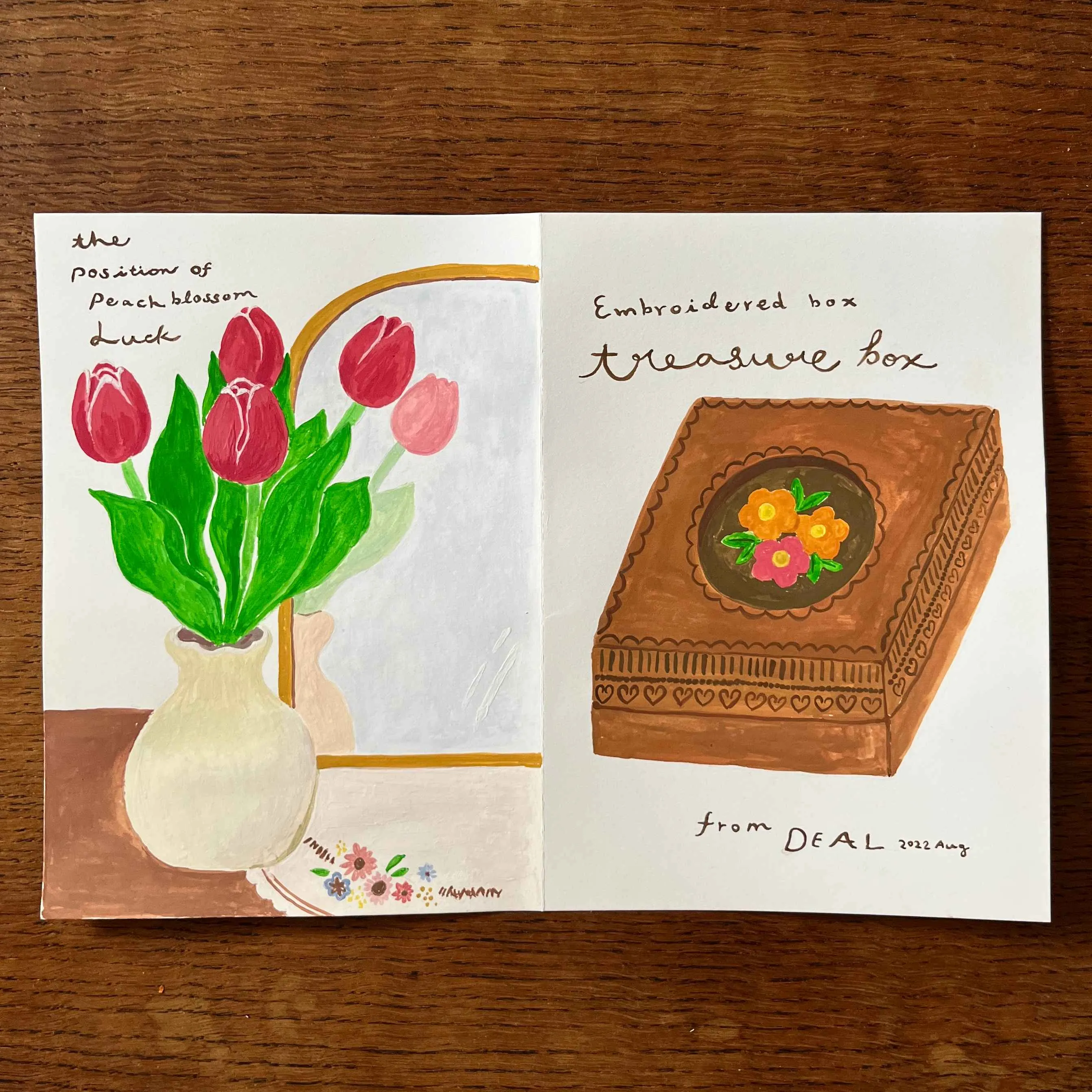 【naiting與她的創作】《花與物件 #1》 Flowers And Objects No.1 Gouache On Paper