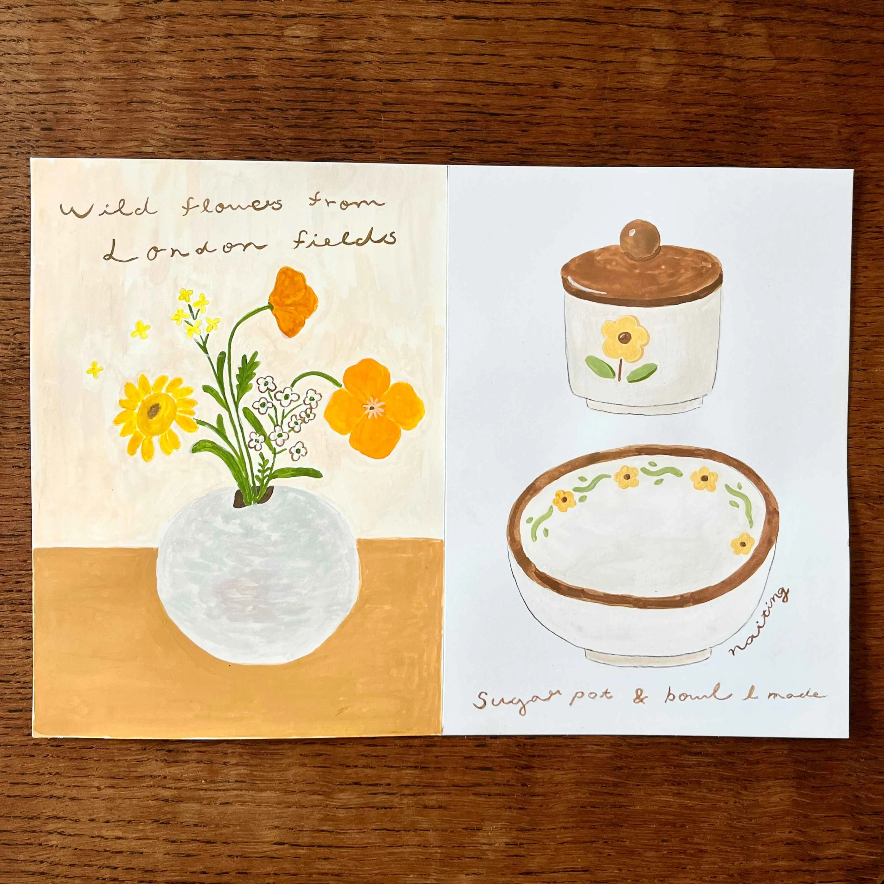 【naiting與她的創作】《花與物件 #2》 Flowers And Objects No.2 Gouache On Paper.jpg