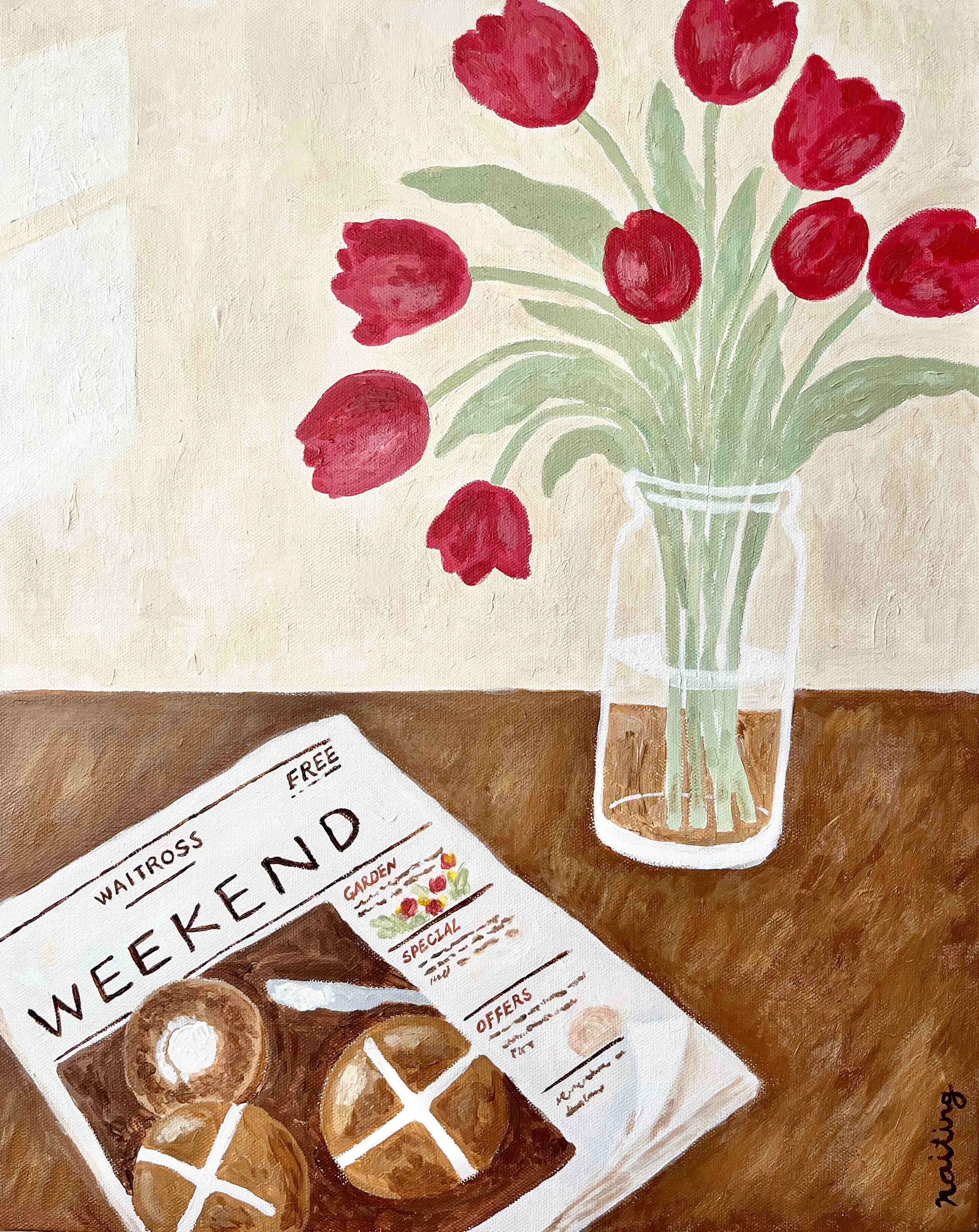 【naiting與她的創作】weekend《週末》壓克力畫作 40x50cm, Acrylic On Canvas (1)