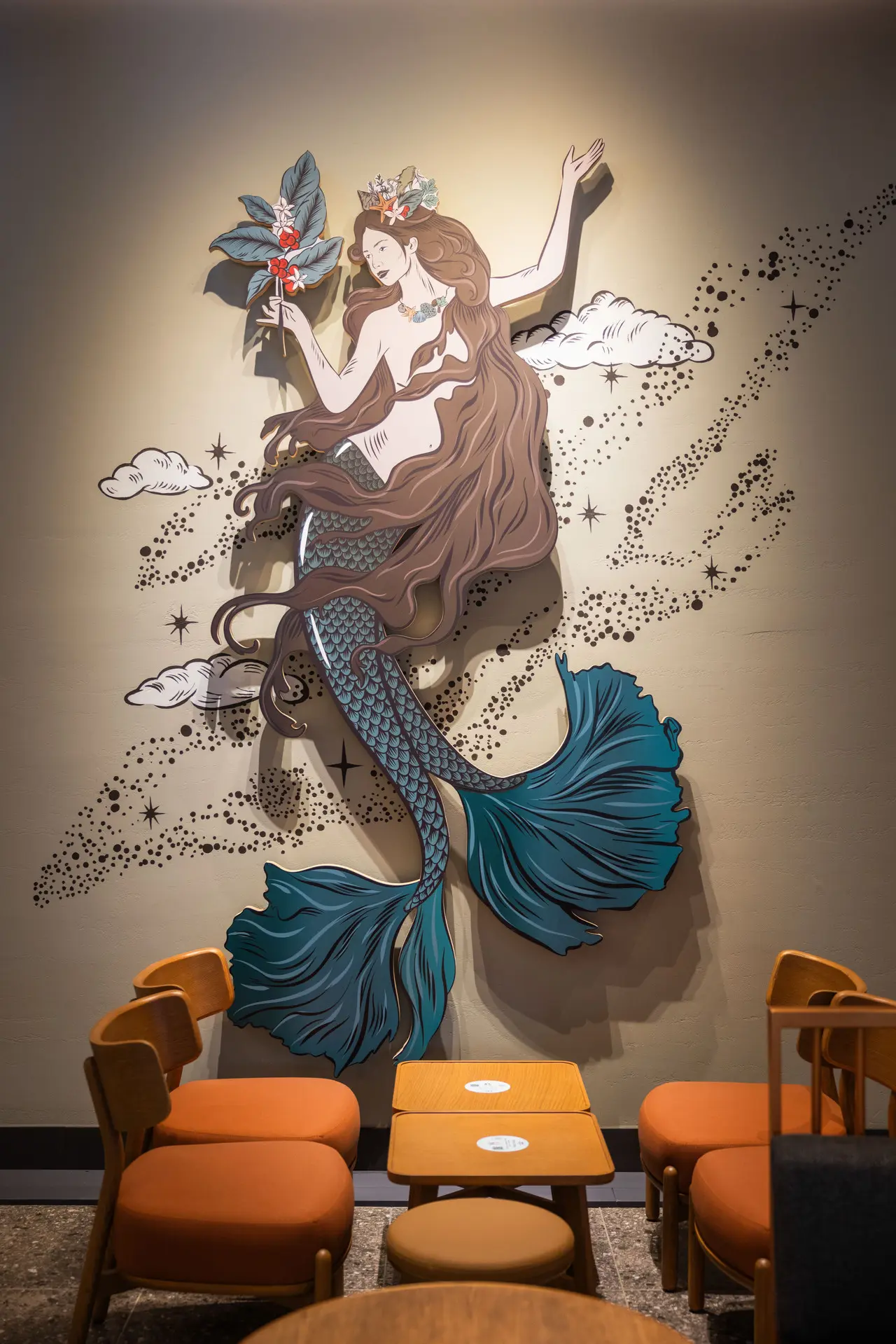 星巴克湖美門市藝術牆面