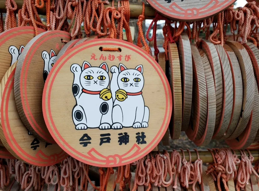 探訪亞洲庇佑姻緣廟宇 日本 今戶神社【photoac/maiko226】今戶神社繪馬如照片中圖案,為祈願使用,如果是和服版的夫婦貓,則用來還願。