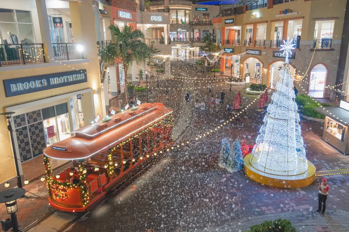 閃耀耶誕城【skm Park Outlets 高雄草衙】中央廣場的藍色系聖誕樹