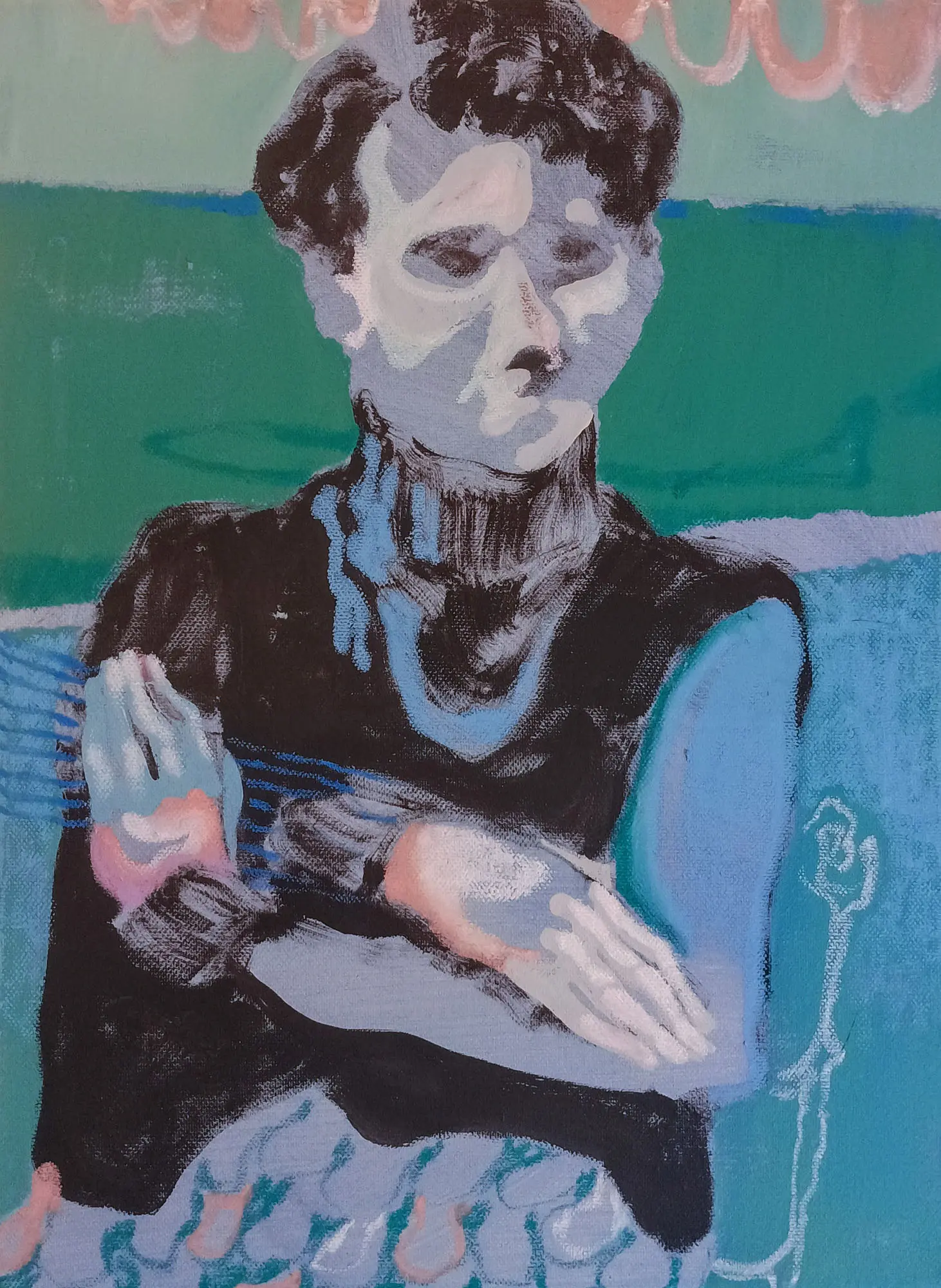 Top 10 十大亮點作品【馬泰奧・卡薩利・卡拉梅洛／Matteo Casali Caramello】《這場派對還要多久？／How Long Does This Party Long_》_複合媒材、畫布／Mixed Media on Canvas_40 x 30 cm_2024