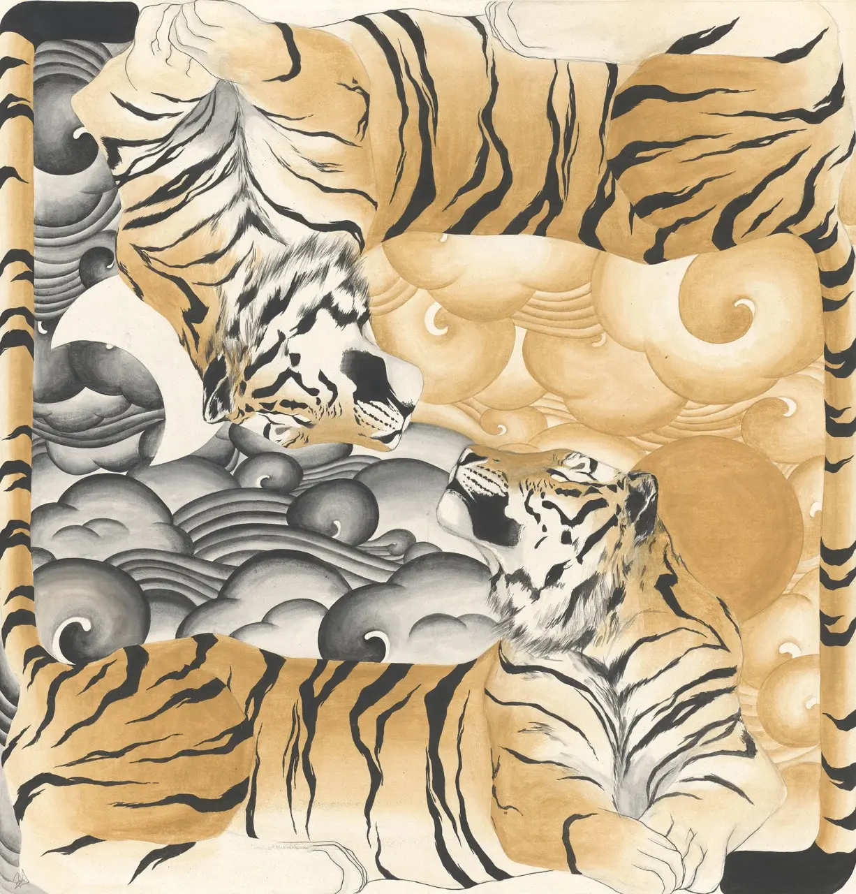 Top 10 十大亮點作品【金柏麗 Zimbiri】 《head In The Cloud》 礦物顏料、不丹傳統 119 X 114 Cm 2024