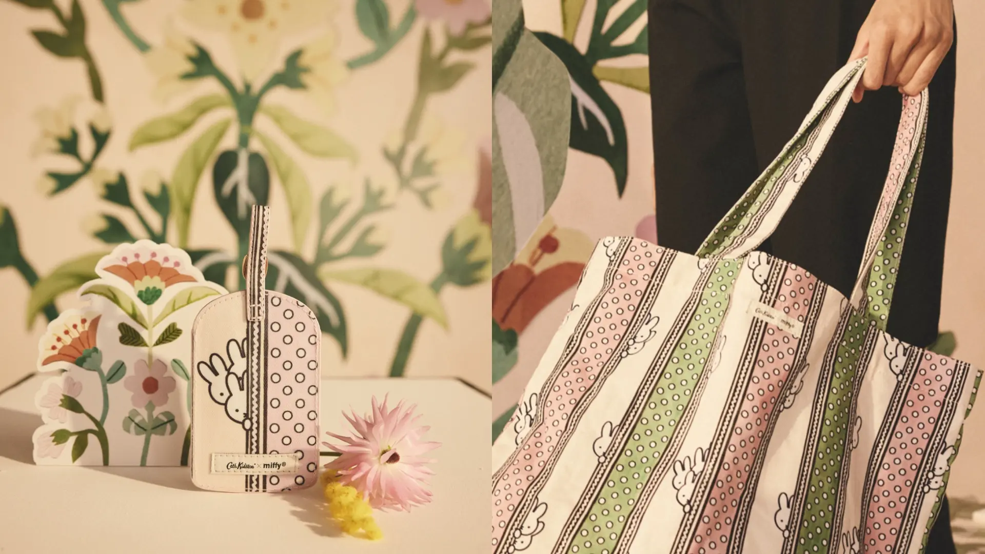 Cath Kidston X Miffy米飛兔 70週年聯名 Miffy Drawn Stripe 米飛兔聯名行李吊牌 Nt850miffy Drawn Stripe 米飛兔聯名純棉印花直式書袋 Nt2480
