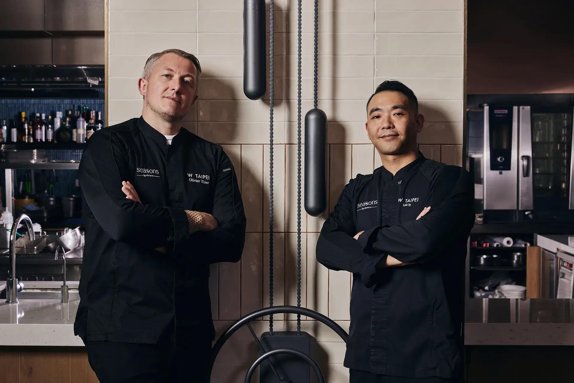 台北w飯店法式餐廳「seasons By Olivier E.」創辦人奧利維耶・埃爾澤 Olivier Elzer 及台北w飯店行政副主廚葉城樂 Chef Lok