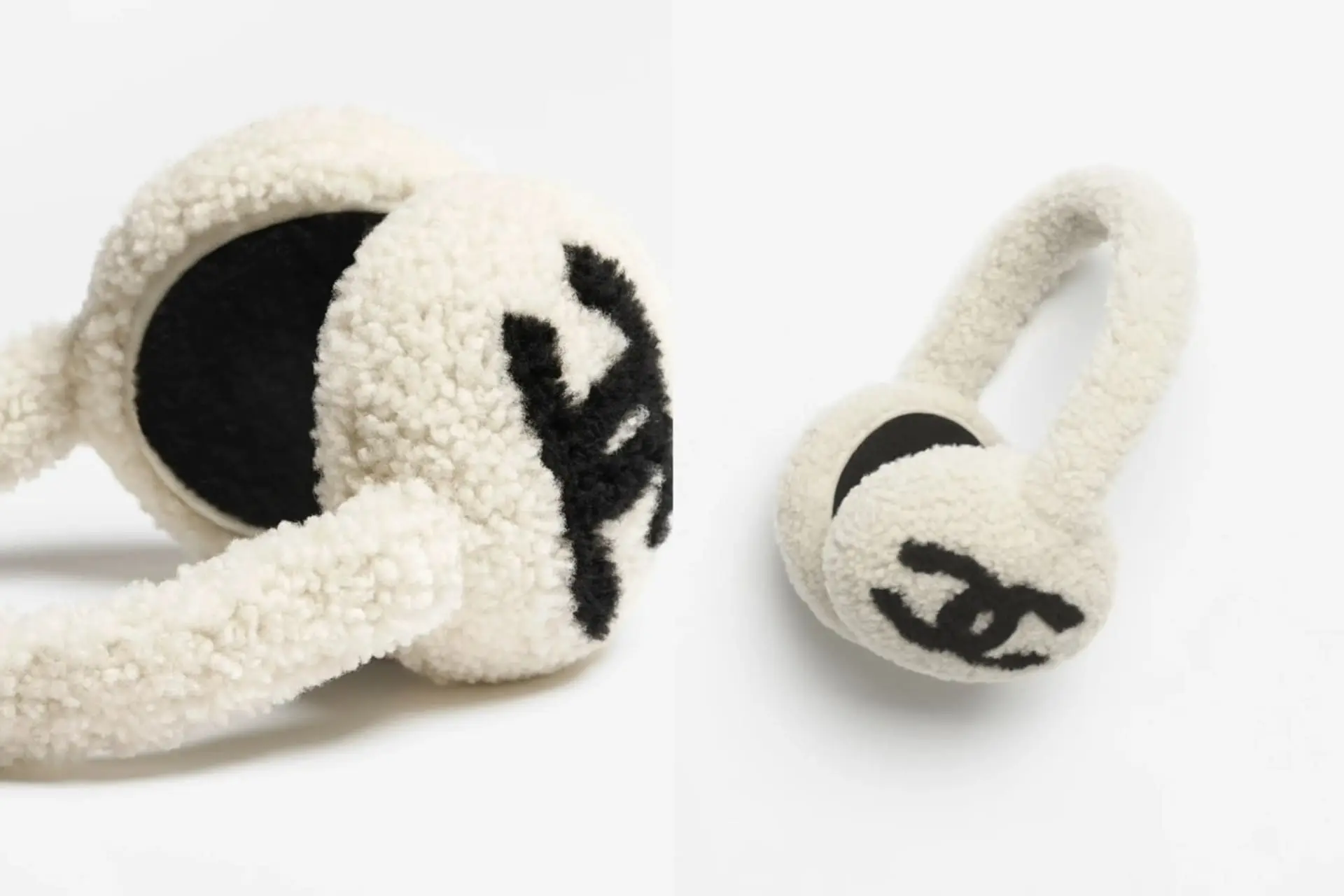 【chanel】毛絨耳罩 Chanel 雙面剪羊毛皮革耳罩