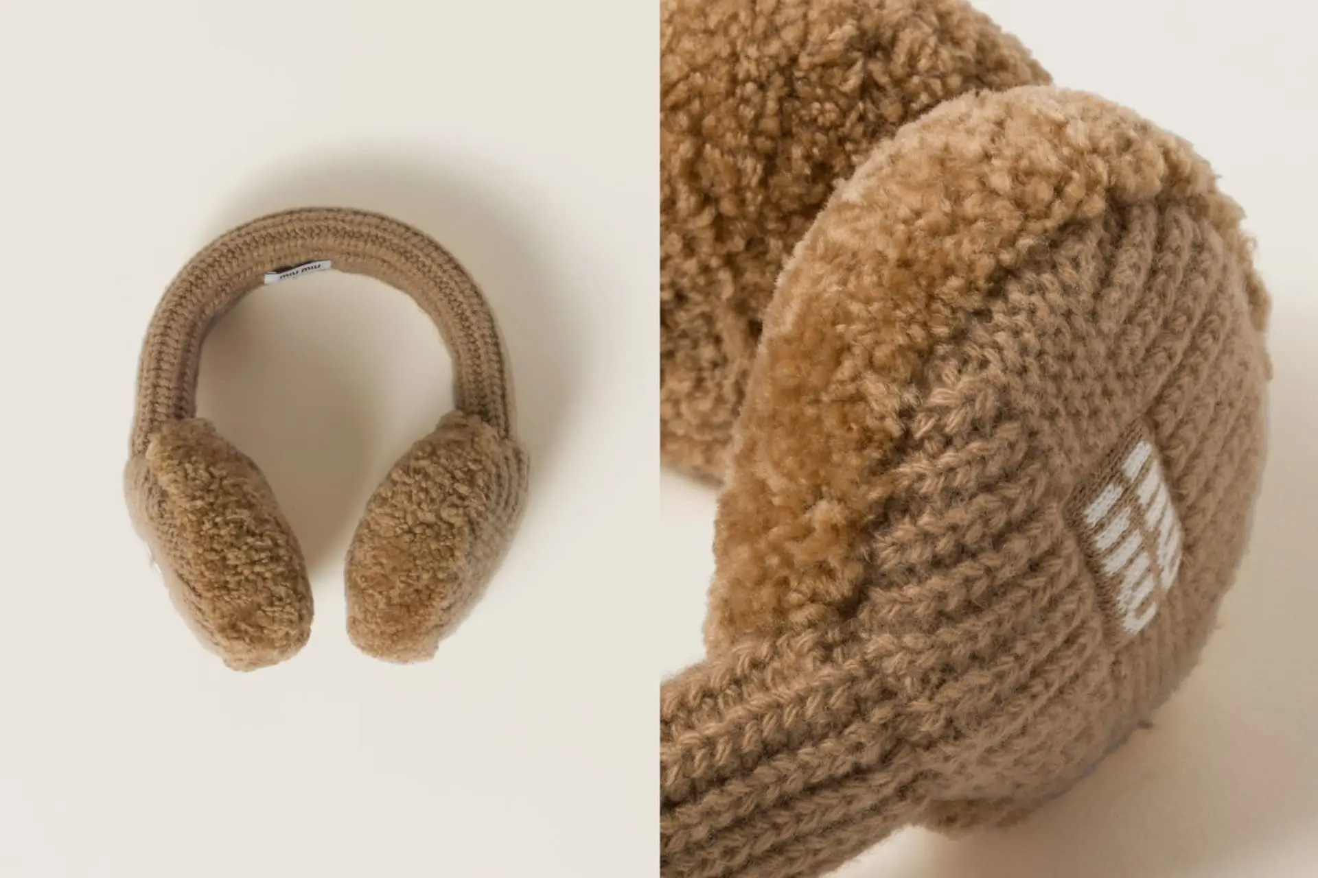 【miu Miu】毛絨耳罩 Miu Miu 羊毛、羊絨及剪毛羊皮耳罩